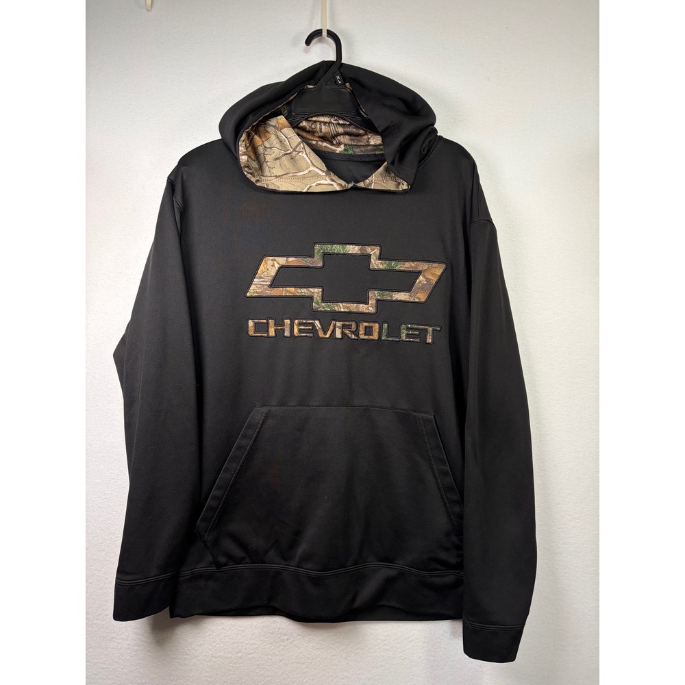 Mountainaire Chevrolet Hoodie Mens M Black  Camo Bowtie Logo Pullover